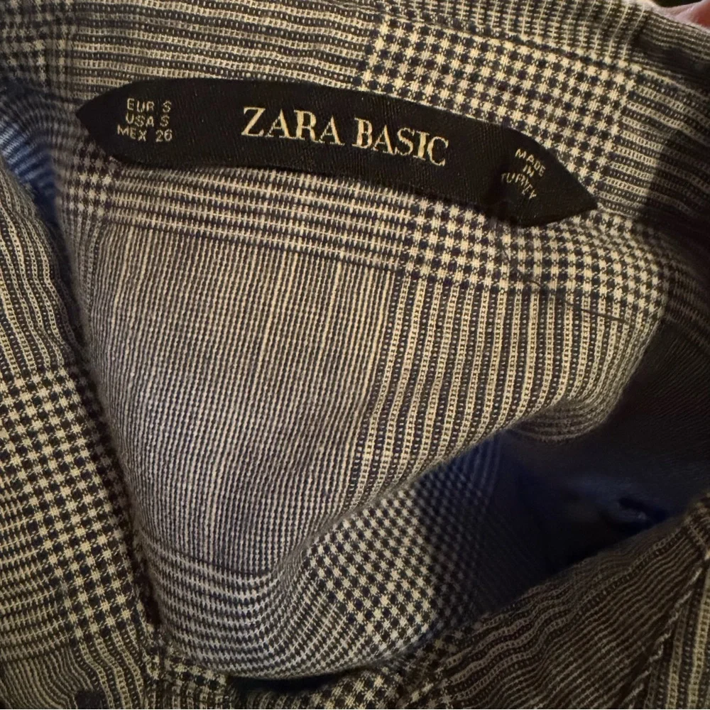 Zara Plaid Zebra Embroidered Button down Shirt
